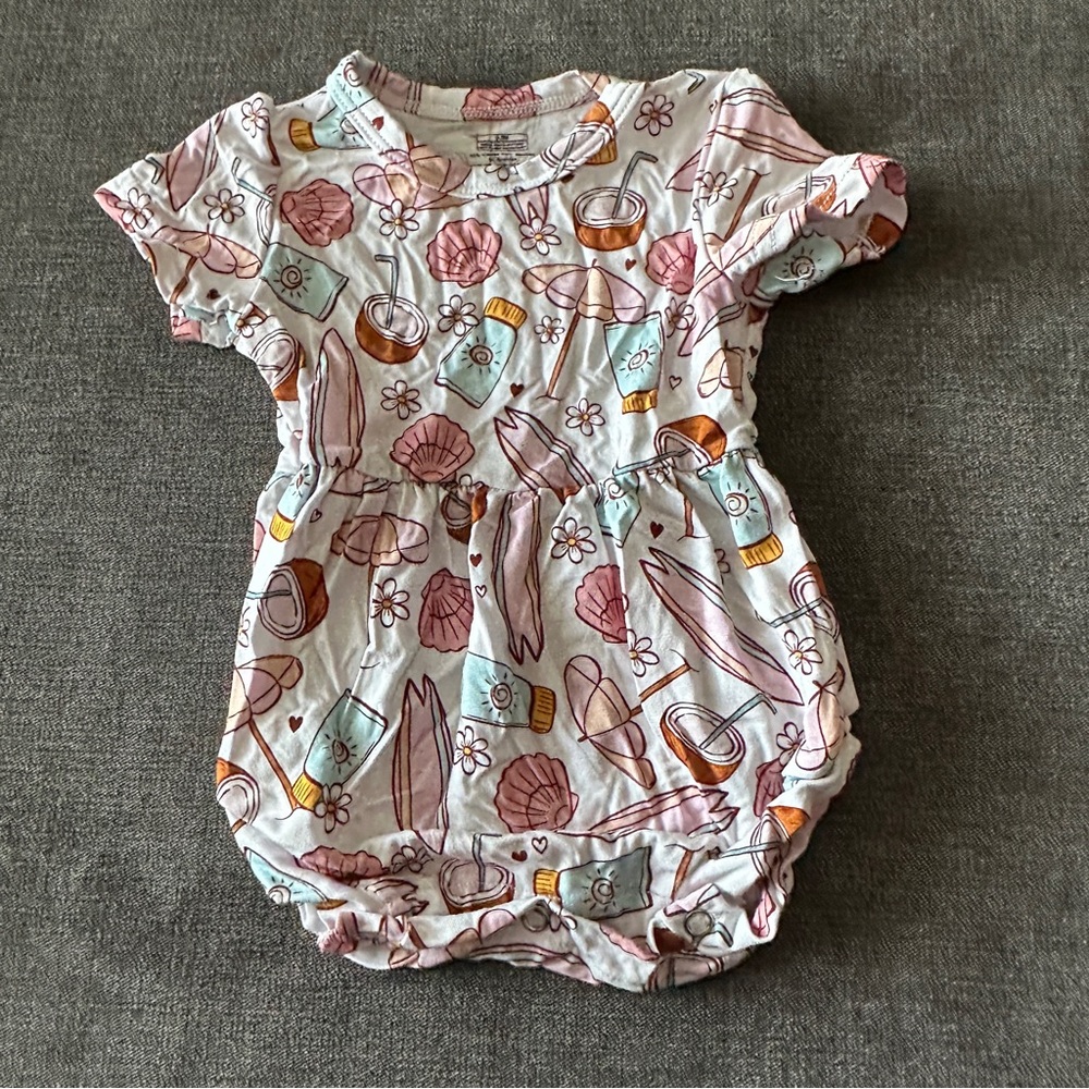 Floral Baby Romper with Pink and Orange Accents